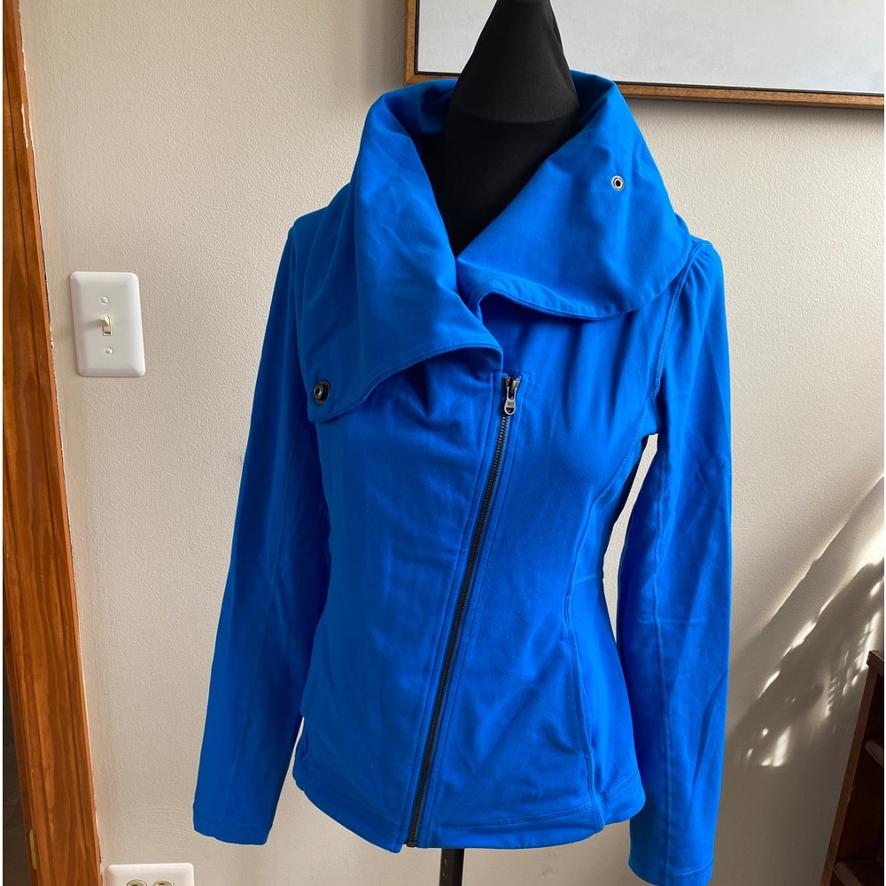 Lucy royal blue zip cowl neck yoga jacket